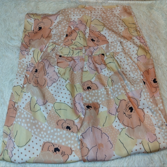 VRG GRL Valerie Wide Leg Floral Pants Peach Pink Daisy Print Size 6 - Picture 7 of 13